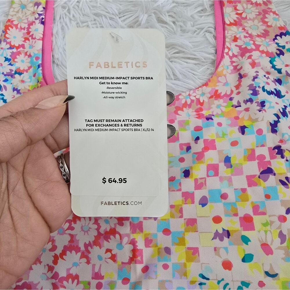 NWT Fabletics Harlyn Reversible Floral Midi Medium-Impact Sports Bra XL - Picture 6 of 11